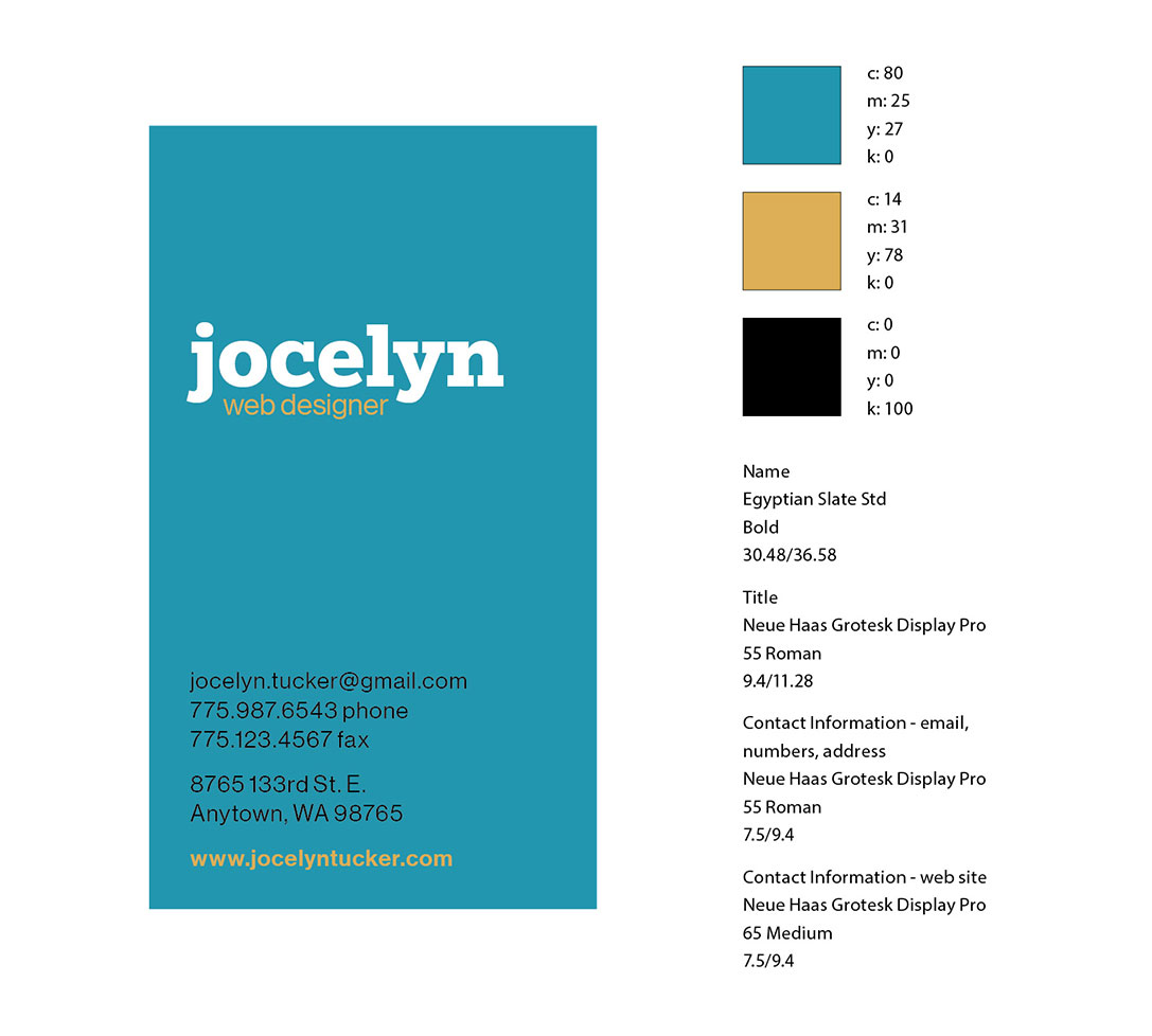 Typographic business card and style guide