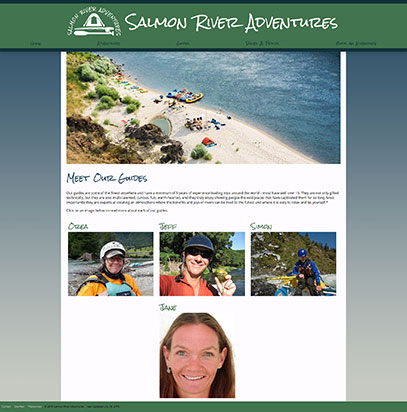 Guides page from the Salmon River Adventures website