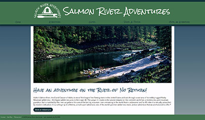 Home page from the Salmon River Adventures website