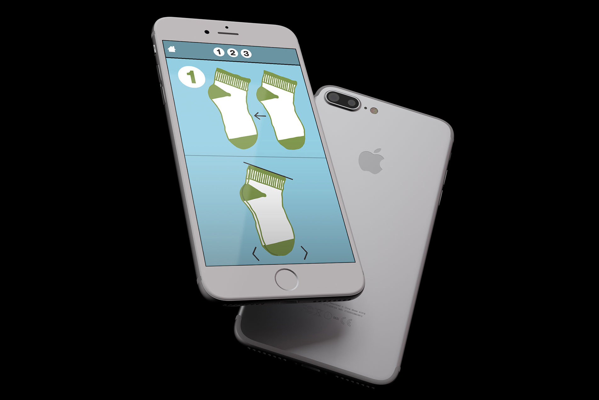 Sock folding app mockup