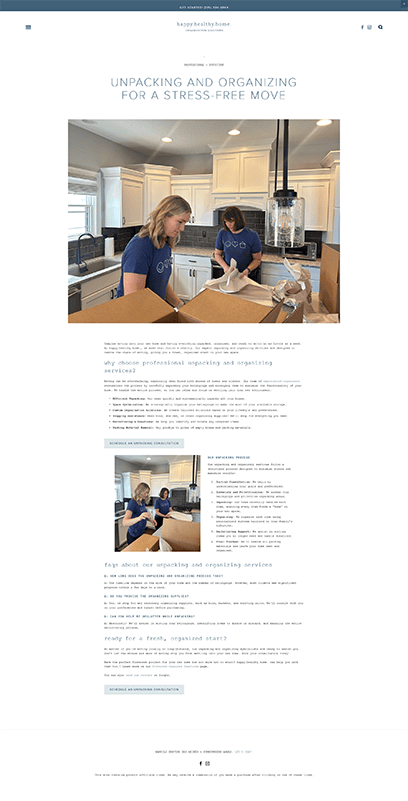 Unpacking + Organizing page from the Happy.Healthy.Home website